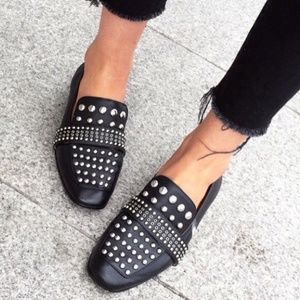 Sam Edelman Chesney Black Leather Studded Loafers